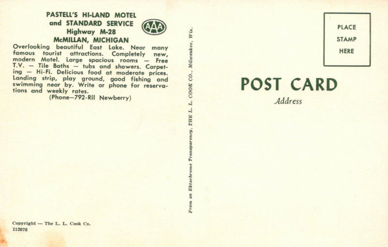 Bear Den Grocery and Motel (Hi-Land Motel & Restaurant, Hi-Land Motel) - Vintage Postcard